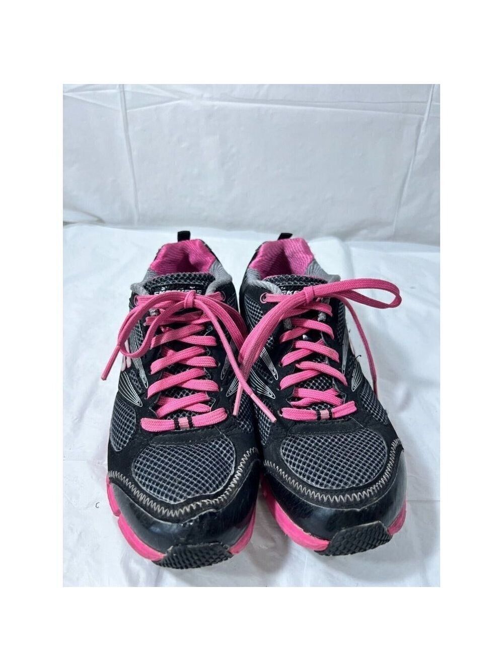 Skechers S Sports 11635 Women's Size 6 Black Pink Sneaker Shoes Laces